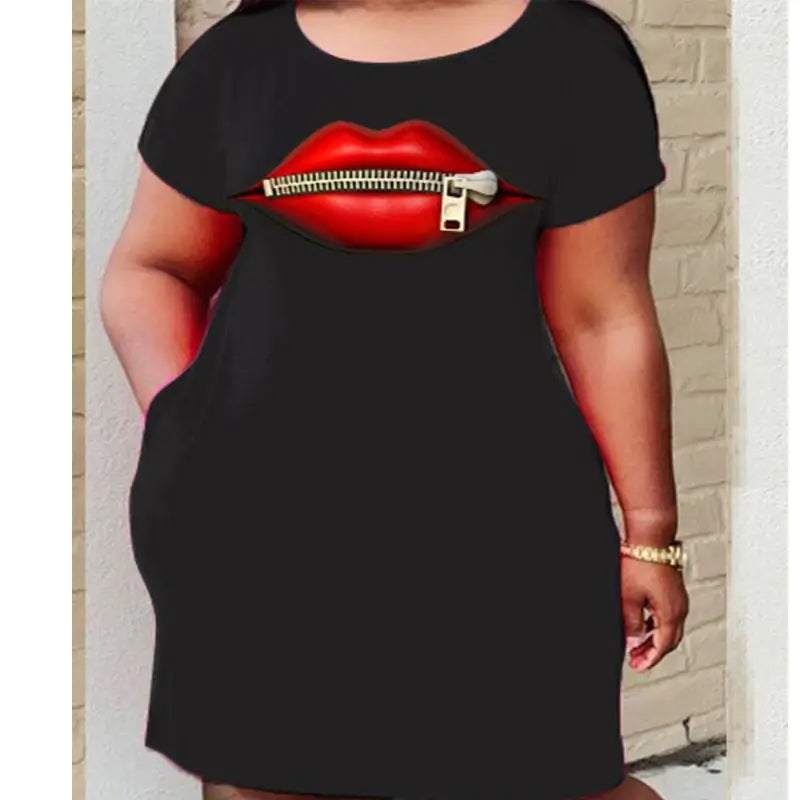 Women's Plus-Size Round-Neck Loose Dress Tunics Designer luxury