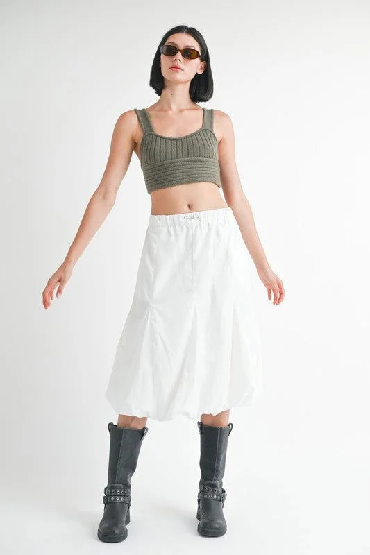 Emory Park Parachute Bubble Midi Skirt button skirt front