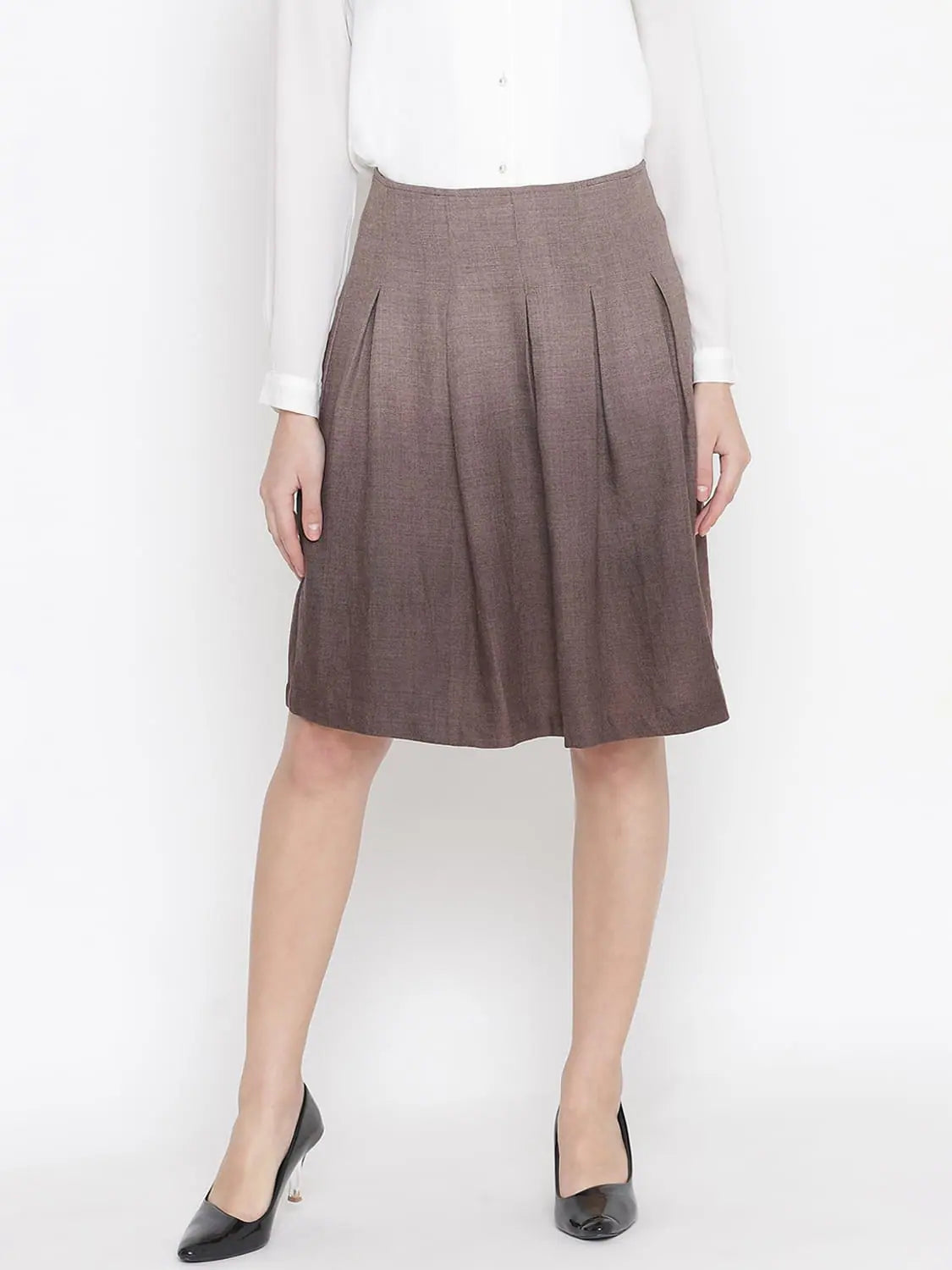 Oxolloxo Warmed Solid Brown Color With Lining Woolen Women Skirt linen skirt relaxed