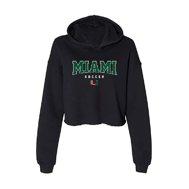 Miami - NCAA Women's Soccer : Reese Wheeler - Women's Crop Fleece Hoodie Hoodie with Drawstring Waist Adjustable Fitted