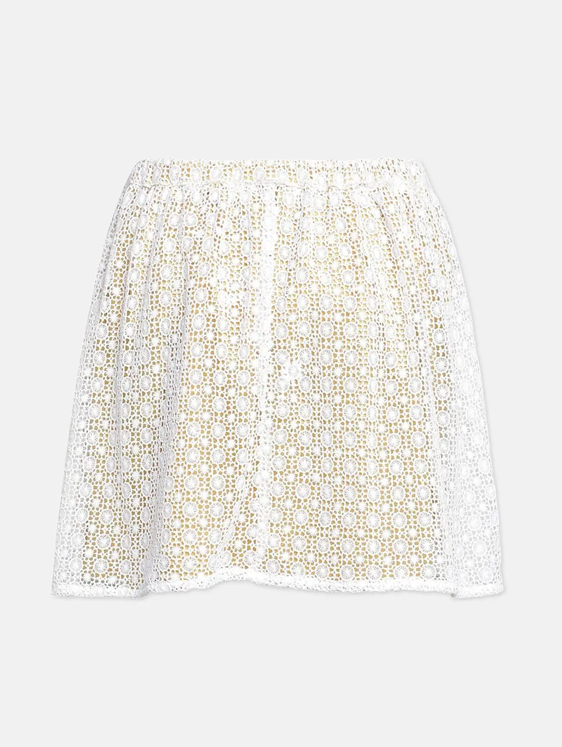 Pisca White Schiffli Embroidery Girl Skirt leather skirt refined
