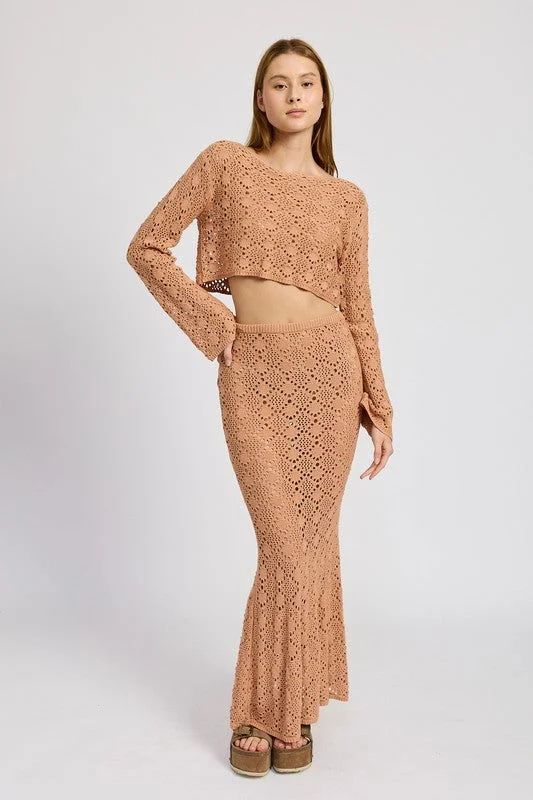 Emory Park Mermaid Maxi Crochet Skirt leather skirt durable