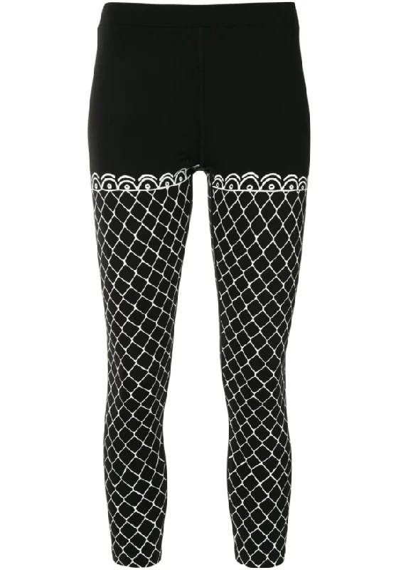 SIGNATURE LEGGINGS BLACK / WHITE Trendy Faux Suede Leggings