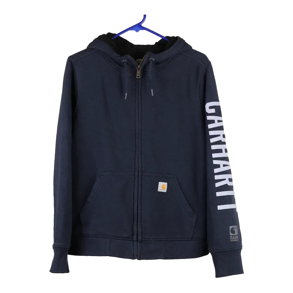 Carhartt Hoodie - XS Navy Cotton Blend Hoodie with Front Slit Layering Stylish