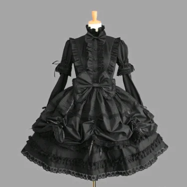Gothic Cosplay Court Dress, Retro Lace Fluffy Sleeve Dress Tunics Trendy modern