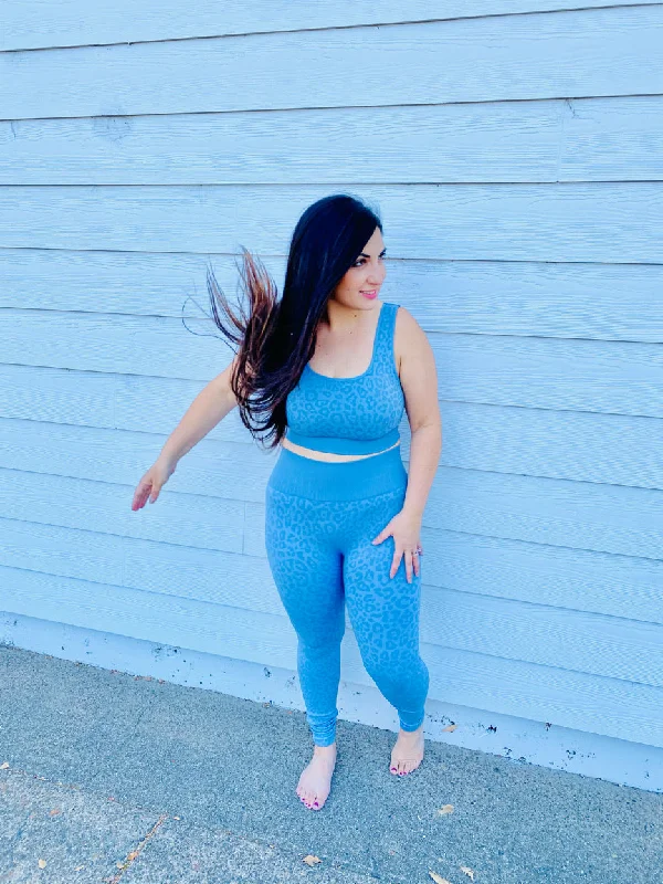 Blue Leopard leggings Comfortable Leggings with Pockets