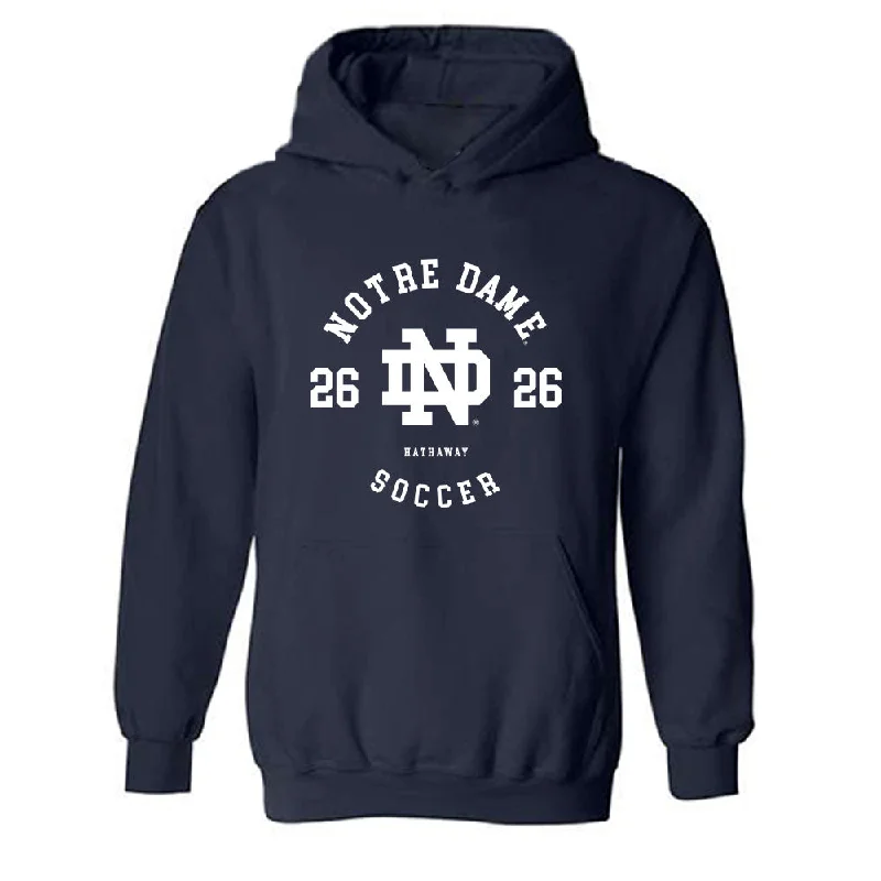 Notre Dame - NCAA Women's Soccer : Melinda Hathaway - Classic Fashion Shersey Hooded Sweatshirt Hoodie with Side Slits Relaxed Casual