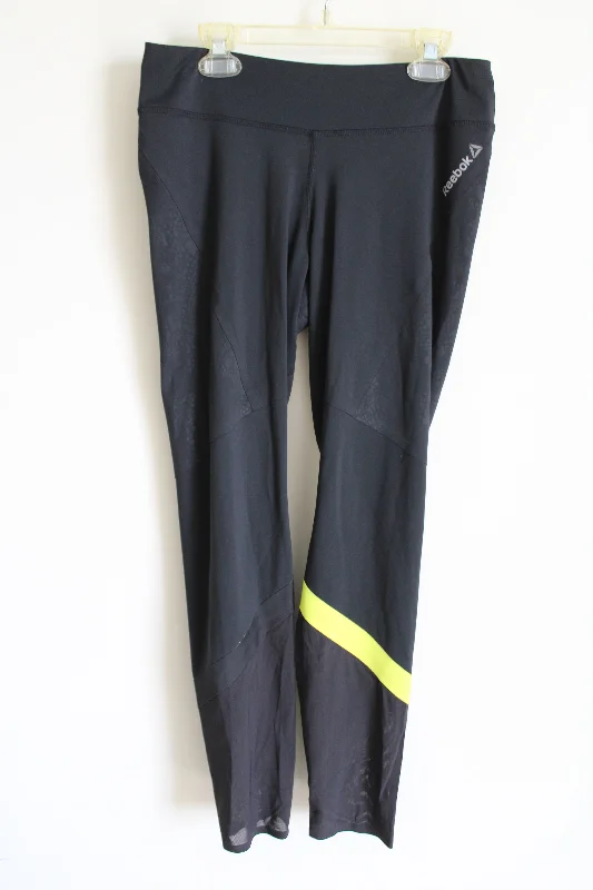 Reebok Black Lime Green Leggings | S Cozy Workout Performance Leggings