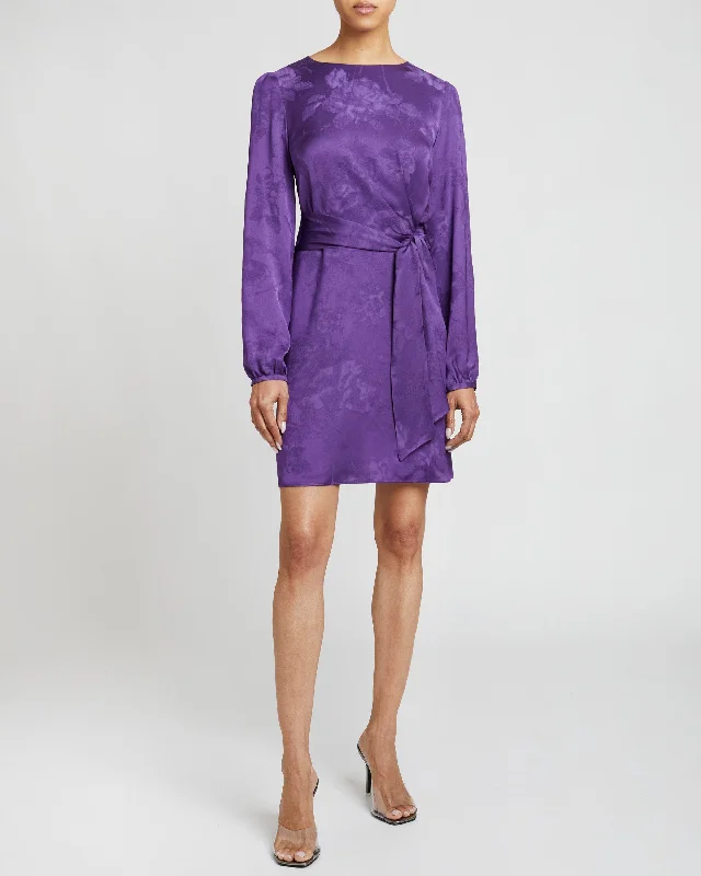 DARYA Above the Knee Dress in Tonal Satin Jacquard Tunics Spring floral