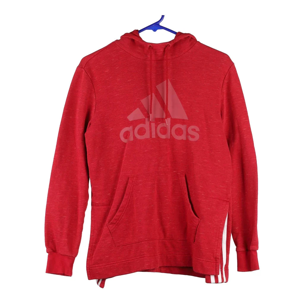 Adidas Spellout Hoodie - Small Red Cotton Blend Hoodie with Ribbed Hem Stretchable Secure