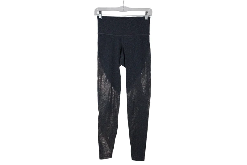 Old Navy Go-Dry Gray Gold Shimmer Leggings | S Fashionable Plus-Size Activewear