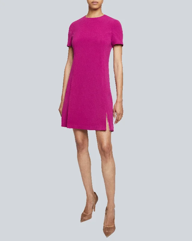 KATE Short Sleeve Shift Dress with Skirt Zippered Slit Detail Tunics Chic elegant