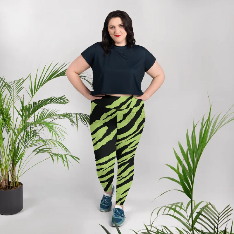 Legging Grande Taille "Tigré vert" Comfortable Athletic Tights
