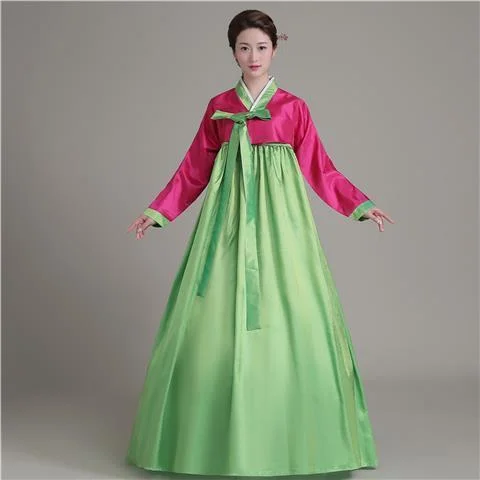 Rose Red Dress and Green Skirt