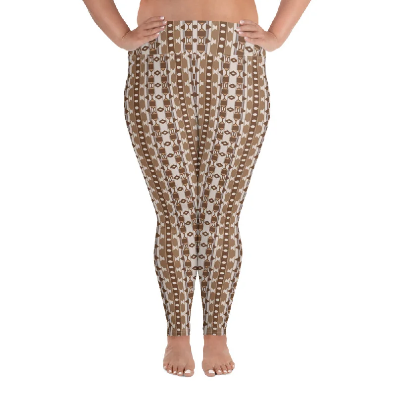 Legging Grande Taille "Motif brun et blanc" Comfortable Sports Performance Tights
