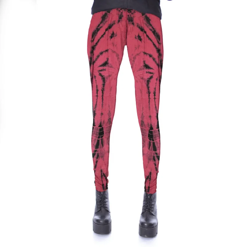 CALLA LEGGINGS - RED/BLACK Trendy Cut-Out Activewear Leggings