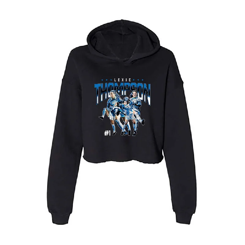 Buffalo - NCAA Women's Soccer : Lexie Thompson - Player Collage Women's Crop Fleece Hoodie Hoodie with Bell Sleeves Flared Feminine