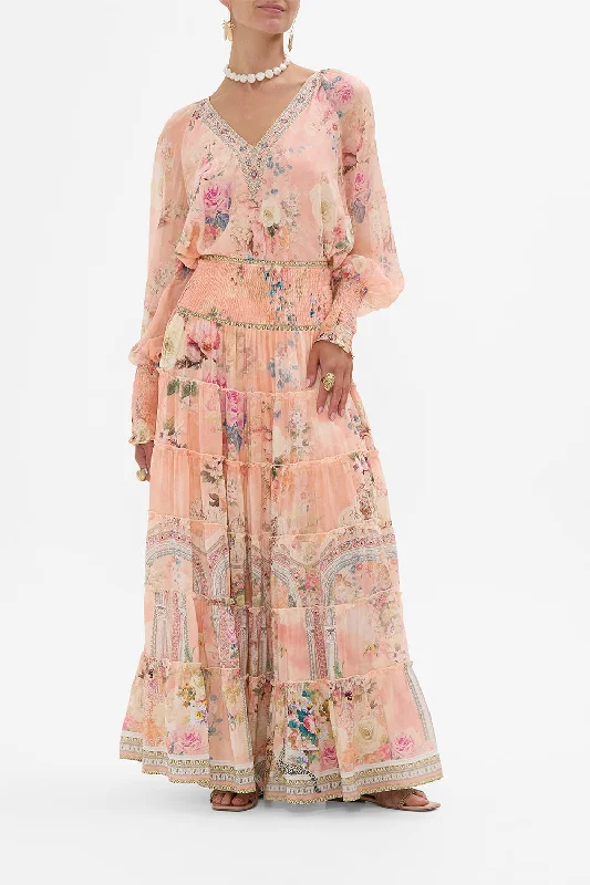 SHIRRED WAIST TIERED CIRCLE SKIRT THE JEWELLERY PALACE velvet skirt plush