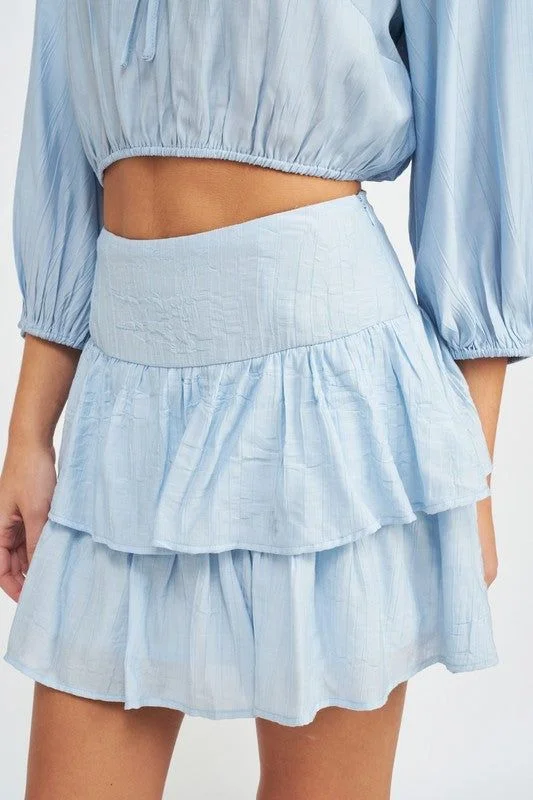 Emory Park | Tiered High Waist Mini Skirt corduroy skirt durable