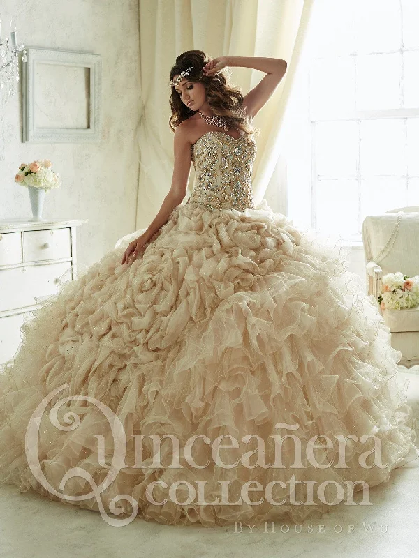 Ruffled Strapless Quinceanera Dress by House of Wu 26816 Tunics Leisure comfortable