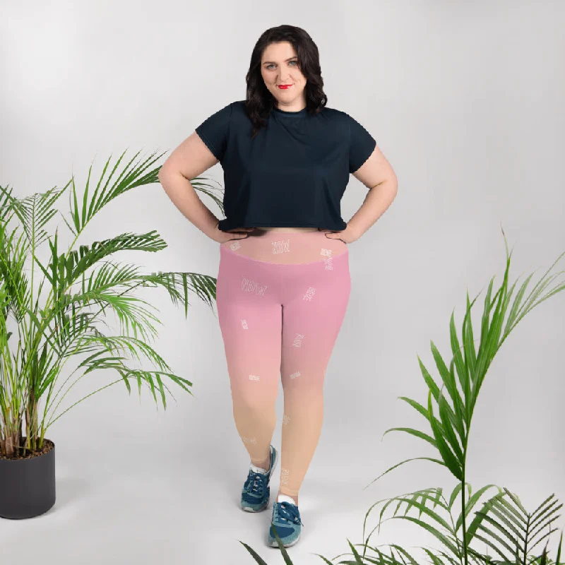 Legging Grande Taille "Rose dégradé orange" Comfortable Ribbed Sports Leggings