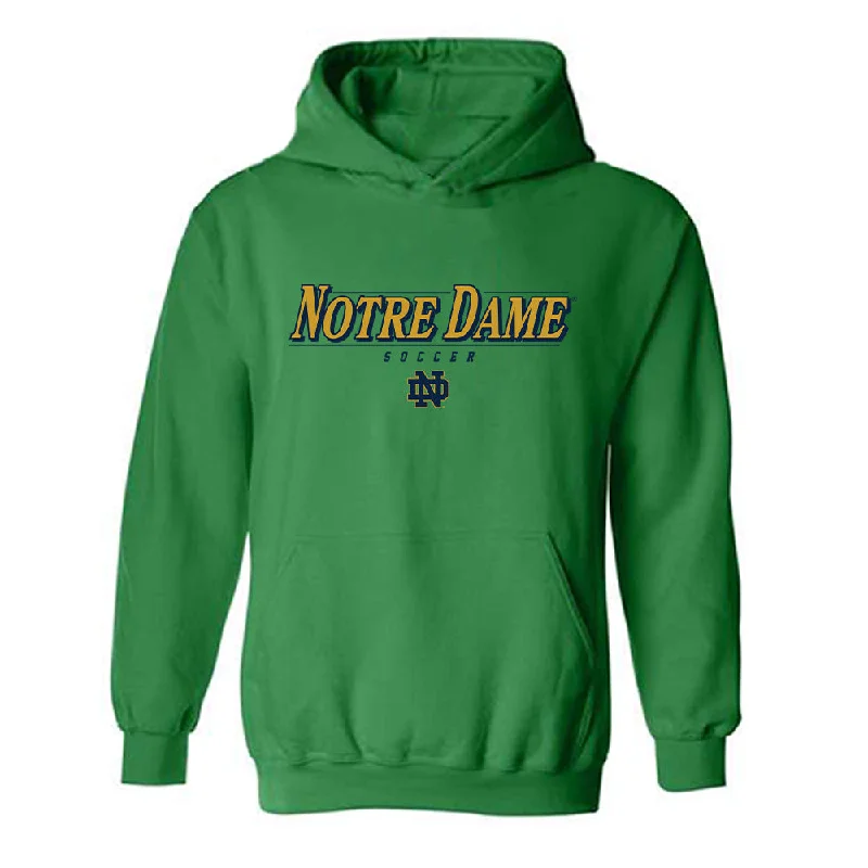 Notre Dame - NCAA Women's Soccer : Melinda Hathaway - Classic Shersey Hooded Sweatshirt Hoodie with Raw Hem Edgy Unfinished