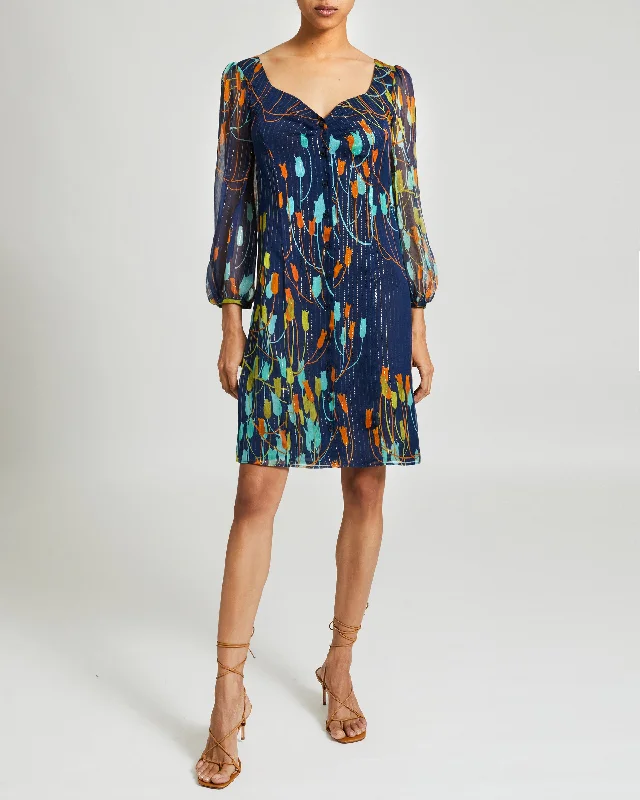 NORA Silk Print Shift Dress Tunics Travel practical