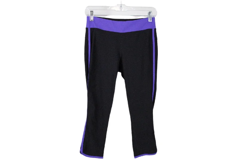Xersion Black Purple Capri Fitted Legging | S Trendy Flared Leggings