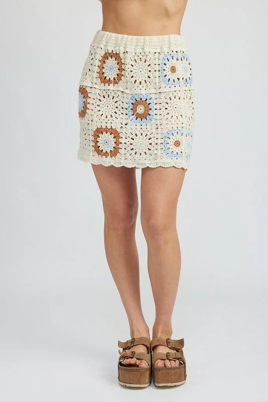 High Waist Crochet Mini Skirt silk skirt smooth