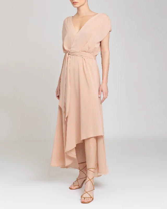 FALLON Cap Sleeve Dress with Hi-Lo Skirt Tunics Leisure comfortable