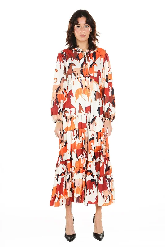 Maxi Horse Print Dress Tunics Cozy comfortable