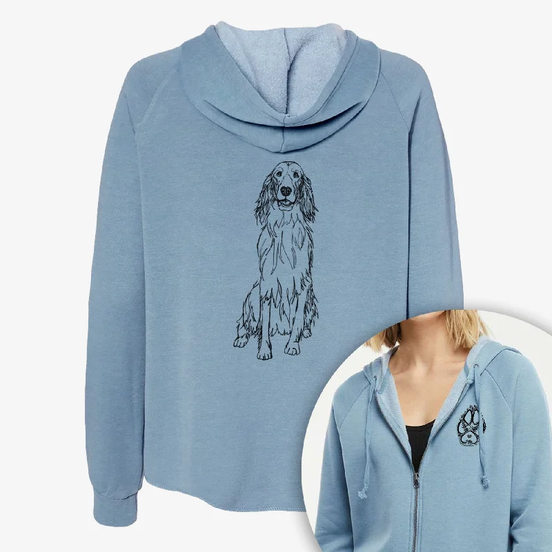 Doodled Jagger the Irish Setter - Women's Cali Wave Zip-Up Sweatshirt Hoodie with Pocket Utility Practical