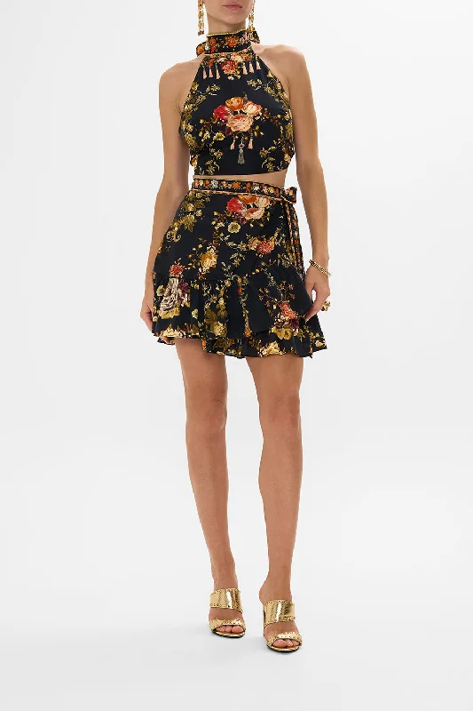 RUFFLE HEM WRAP SKIRT STITCHED IN TIME linen skirt light