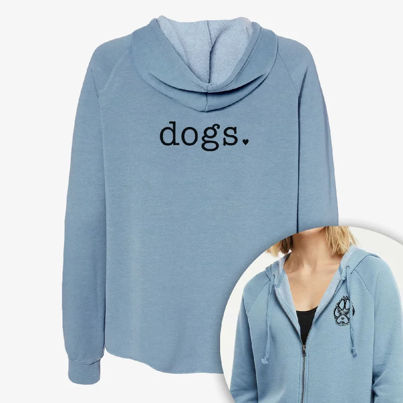 Dogs. - Women's Cali Wave Zip-Up Sweatshirt Hoodie with Ribbed Neckline Snug Warm