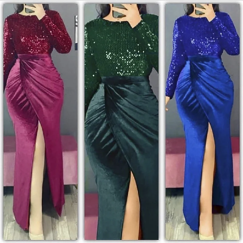 African-Style Sequin Banquet Evening Dress Tunics Gym athletic