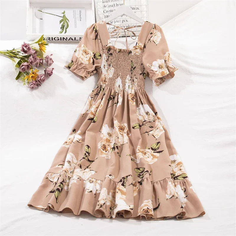 Chiffon Dresses Fashion Female Elastic Waist Short Sleeve Pleated Casual Dress Women A-line Dresses Tunics Exclusive limited Chiffon Dresses Fashion Female Elastic Waist Short Sleeve Pleated Casual Dress Women A-line Dresses Tunics Exclusive limited