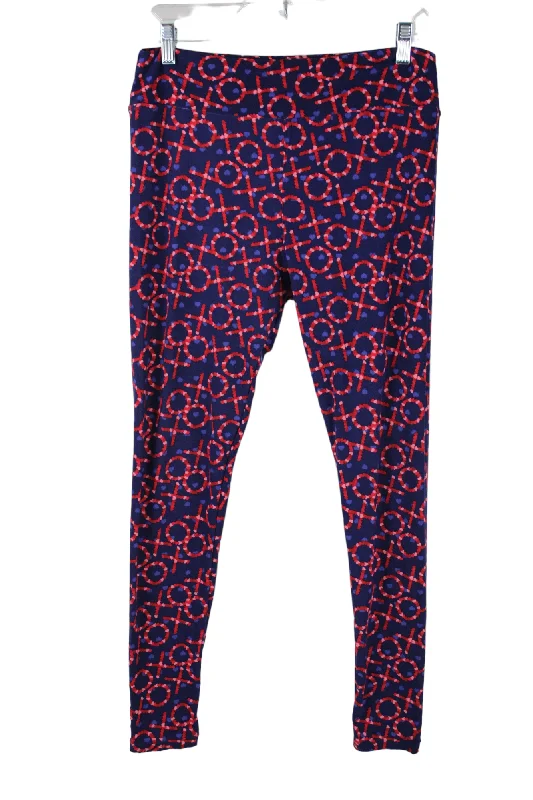 LuLaRoe XOXO Blue Red Leggings | Tall & Curvy Fashionable Smooth Fit Leggings