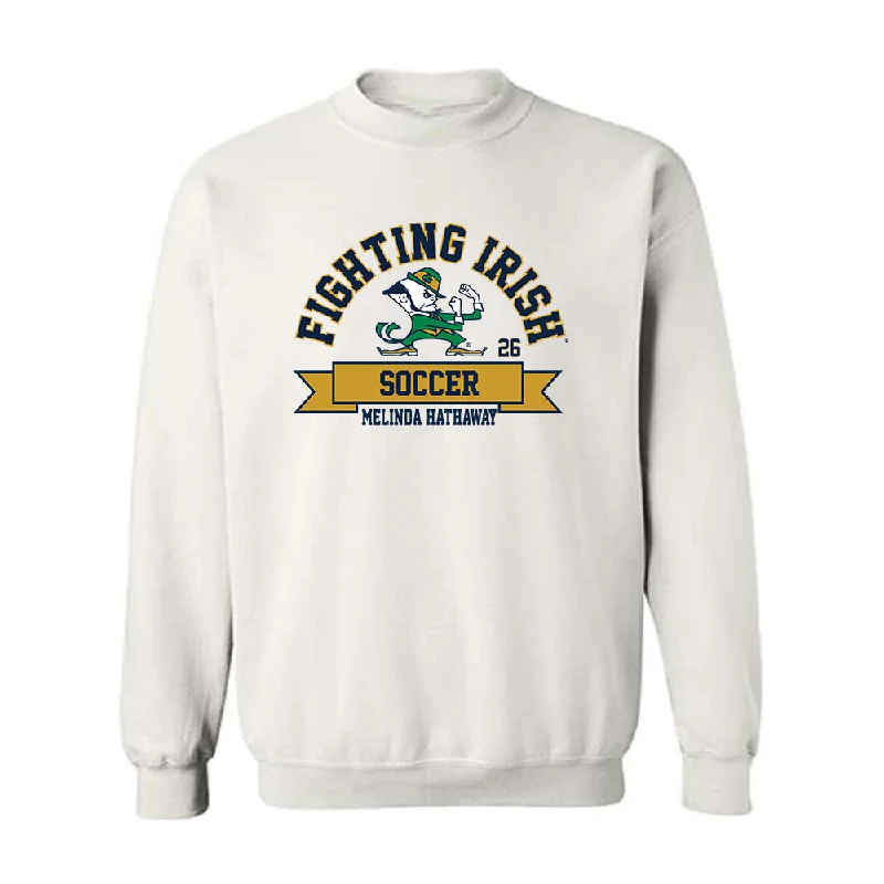 Notre Dame - NCAA Women's Soccer : Melinda Hathaway - Classic Fashion Shersey Crewneck Sweatshirt Hoodie with Tied Waist Feminine Flattering