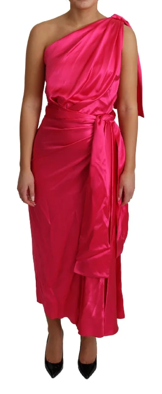 Dolce & Gabbana Women's Pink Fitted Cut One Shoulder Midi Women's Dress Tunics Corduroy durable Dolce & Gabbana Women's Pink Fitted Cut One Shoulder Midi Women's Dress Tunics Corduroy durable