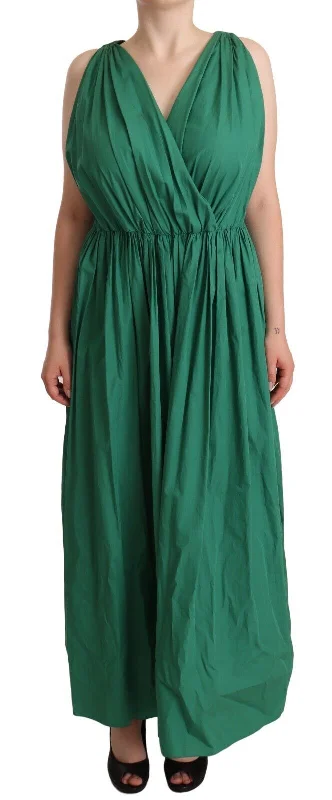 Dolce & Gabbana Elegant Deep Green Sleeveless A-Line Women's Dress Tunics Spring floral Dolce & Gabbana Elegant Deep Green Sleeveless A-Line Women's Dress Tunics Spring floral