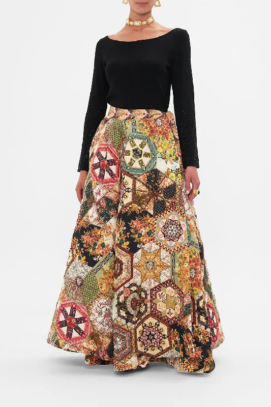 REVERSIBLE EMBROIDERED QUILTED WRAP SKIRT STITCHED IN TIME denim skirt trendy