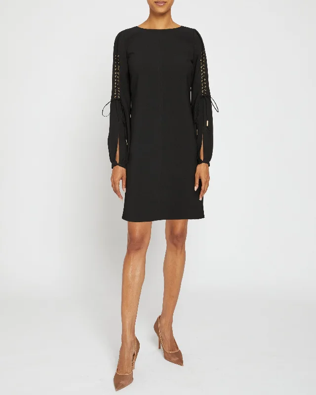 ARIES Long Sleeve Shift Dress with Grommet Detail Tunics Timeless classic