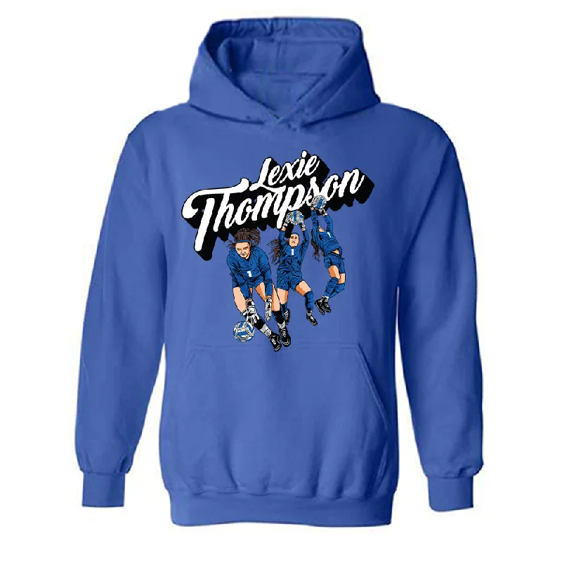 Buffalo - NCAA Women's Soccer : Lexie Thompson - Individual Caricature Hooded Sweatshirt Hoodie with Gradient Ombre Colorful