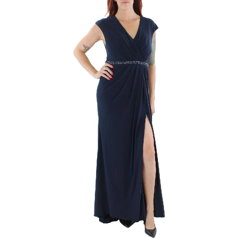 Womens Faux Wrap Long Evening Dress Tunics Floral girly
