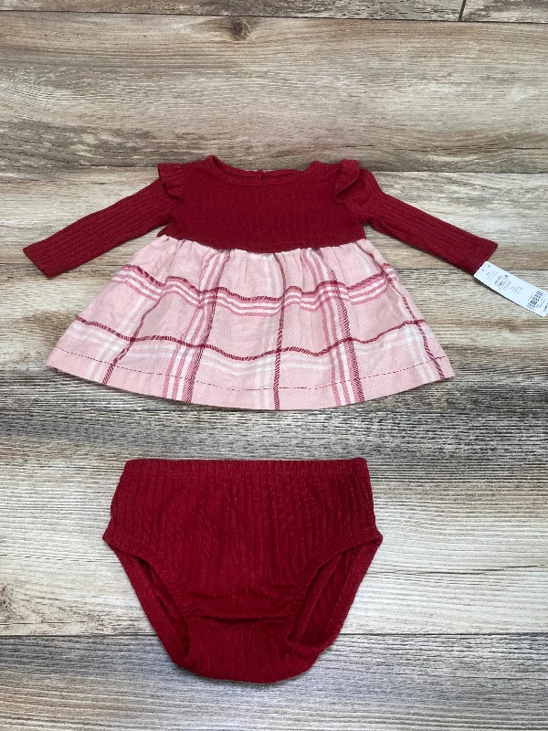 NEW Carter's 2pc Ribbed Plaid Dress & Bloomers Red sz 6m Tunics Essential wardrobe