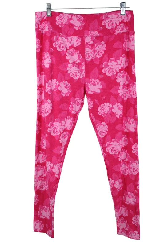 LuLaRoe Pink Roses Legging | Tall & Curvy Stylish Sweatproof Leggings