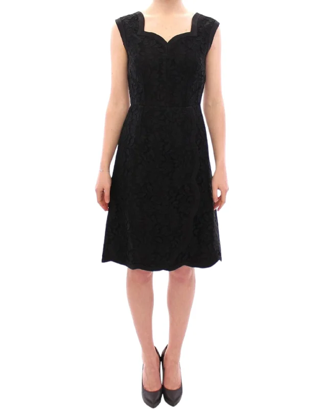 Dolce & Gabbana Elegant Black Floral Lace Women's Dress Tunics Seasonal trendy