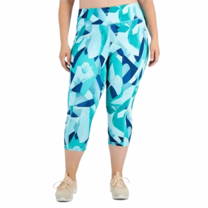 IDEOLOGY - Plus Size Abstract Side Pocket Cropped Leggings Cozy Fashion Leggings