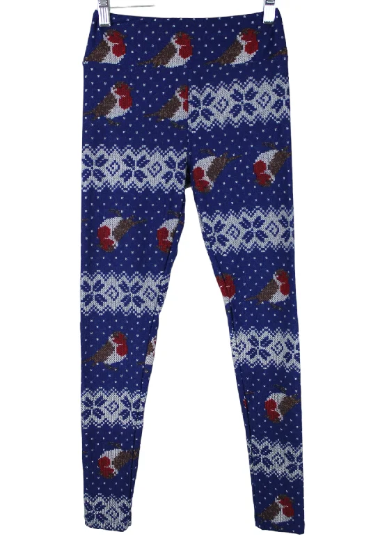 LuLaRoe Bird Blue Leggings | One Size Comfortable Cold Weather Leggings