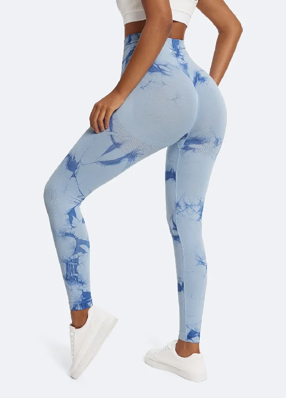 Tie Dye Leggings with Push-Up Trendy Side-Pocket Leggings
